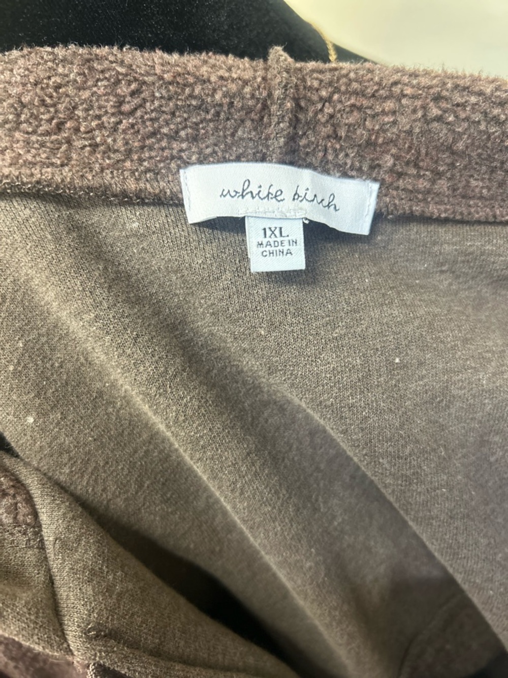white birch Brown Teddy Half-Zip Pullover Jacket Fits XL or smaller best-NEW - Picture 2 of 7